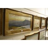 C Marsh - Early 20th century Watercolour of Vixen Tor, Dartmoor, 27cms x 59cms, gilt framed and
