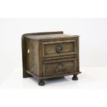 Oak Table Top Cabinet of Two Drawers, 25cms high