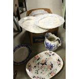 Quantity of 19th century meat plates to include ironstone Marylane etc together with a blue and