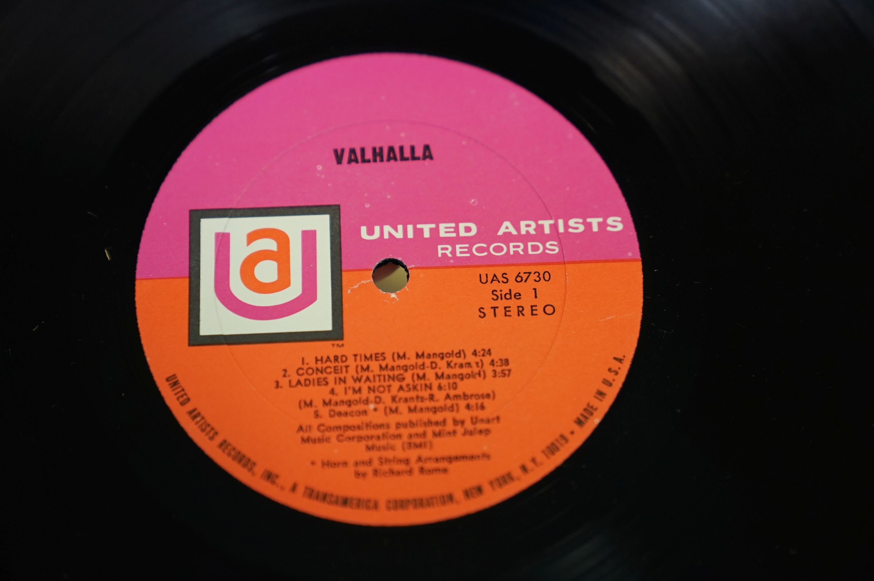 VINYL - VALHALLA - " ALHALLA", ORIGINAL US 1969, UNITED ARTISTS, UAS 6730, US 1ST PRESSING OF THIS - Image 7 of 7