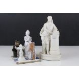 Parian Ware Figure of a Scholar, impressed 99 to back, 23cms high together with Two Painted