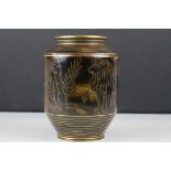 Swedish Sweden ' ALP ' Flambe Rorstrand Lipkoping Gunnar Nylund Vase decorated with Lions, 15cms