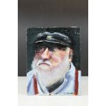 Oil Painting of George R R Martin (Game of Thrones) signed Greenow, 25cms x 20cms , unframed