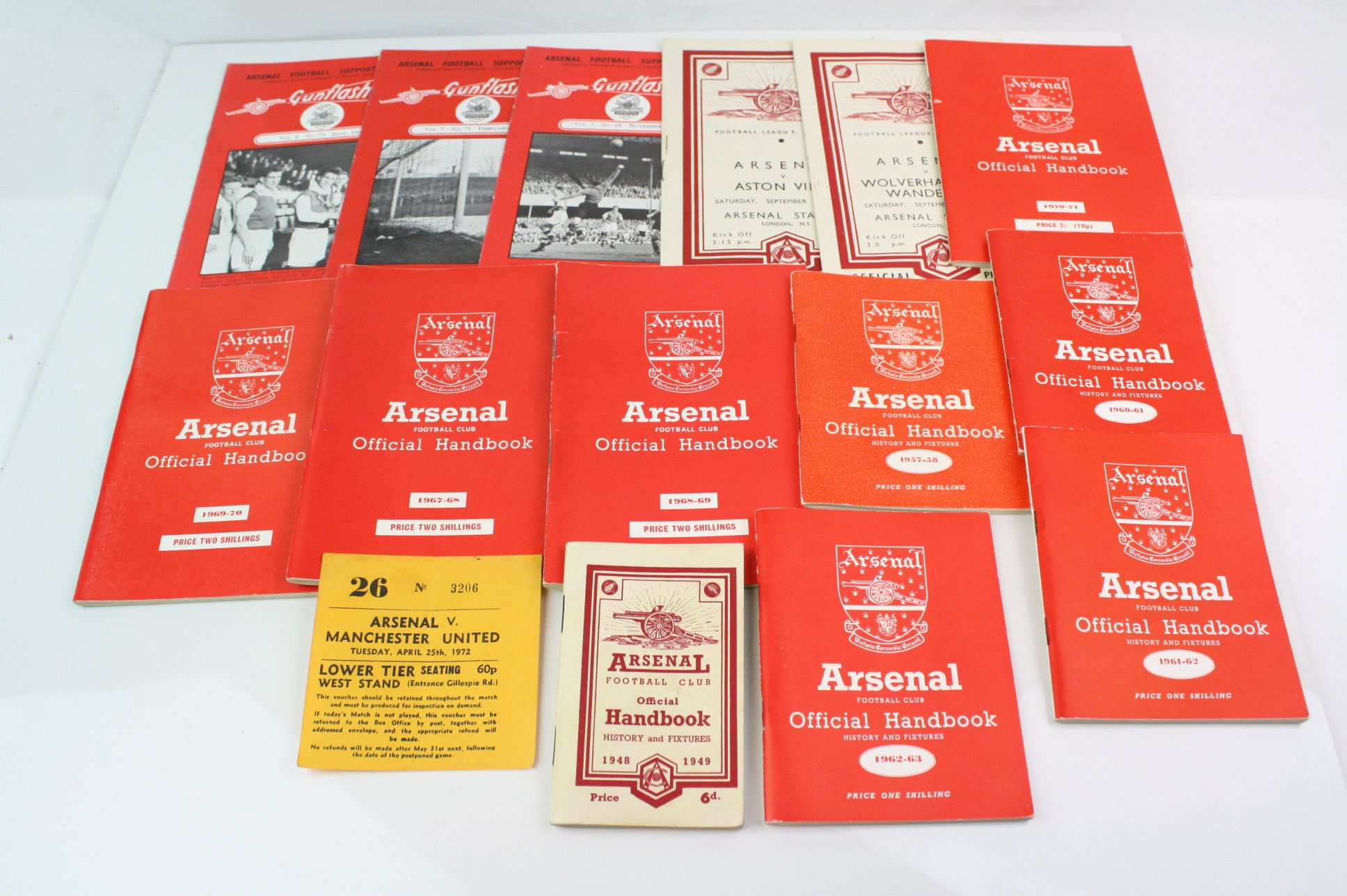 Arsenal Football Club - Group of ephemera to include 2 x 1948 football programmes (v Aston Villa