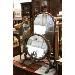 Early 20th century Mahogany Framed Triptych Dressing Table Mirror, 69cms high together with a 19th