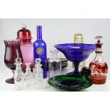 Collection of 19th century and Later Coloured and Clear Glassware including 19th century Blue Footed