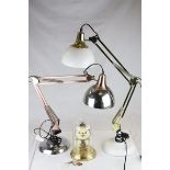 Two Modern Anglepoise Desk Lamps together with a Boxed Blackforest Kundo Junior 400 Day Clock