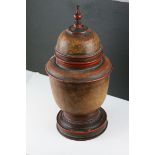 Oriental Lacquered Papier Mache Lidded Urn, 46cms high