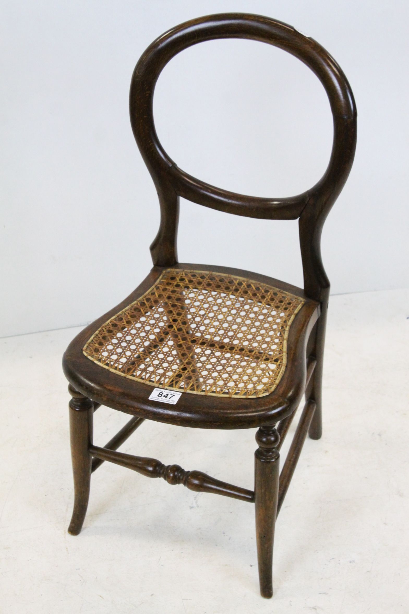 Victorian Balloon Back Child's Chair with rattan seat, 70cms high - Image 2 of 4