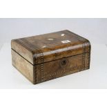 Victorian Walnut Inlaid Sewing Box, 30cms wide