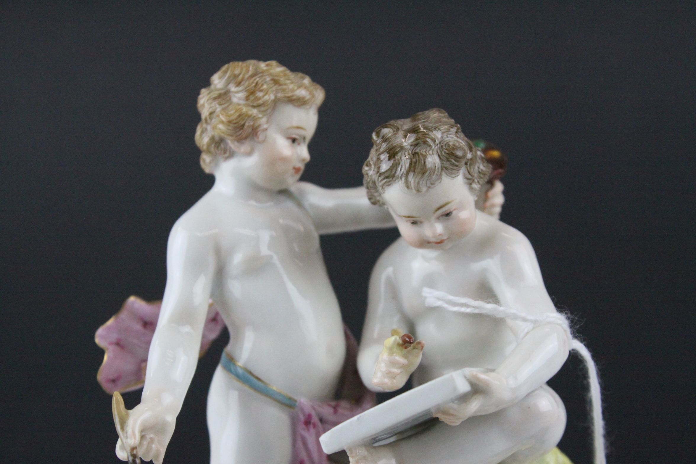 Meissen Porcelain Figure Group of Two Children / Infant Artists, the base decorated with gilt - Image 2 of 6