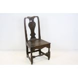 18th century Provincial Oak Side Chair with solid shaped splat and seat