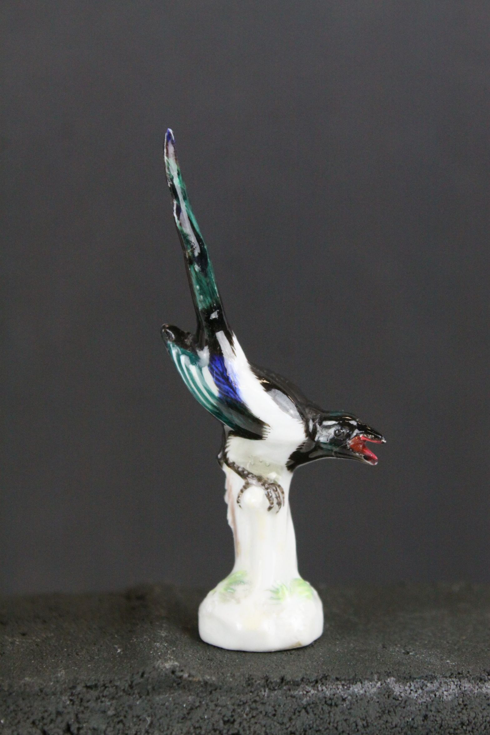 Small Meissen Porcelain Model of a Magpie, 7cms high together with Augustus Rex Porcelain Pin Doll - Image 2 of 8