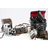 Leather Cased Agfa Camera, Leather Cased Goed Camera, Cased Bell & Howell Camera and Two Sets of