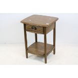Ercol Stained Elm Side Table with Drawer and Shelf Below, 49cms wide x 65cms high