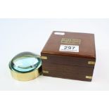 Wooden and Brass Bound Glass Magnifier