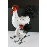 Two Glass and Ceramic Rocking Roosters by Gallo, approx. 55cms and 30cms tall