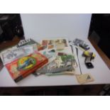 Tray of Motor Car related Collectables including Games, Ephemera, Two Carltonware Ceramic Models