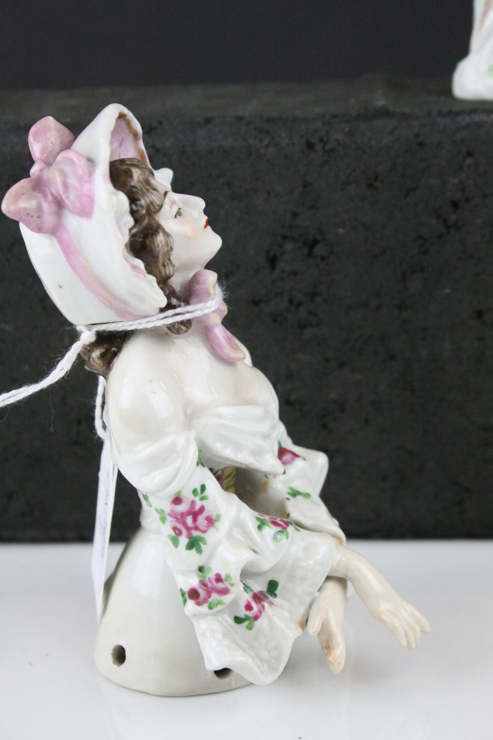 Small Meissen Porcelain Model of a Magpie, 7cms high together with Augustus Rex Porcelain Pin Doll - Image 7 of 8