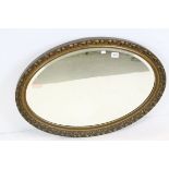 Gilt Framed Oval Bevelled Edge Wall Mirror, 85cms long