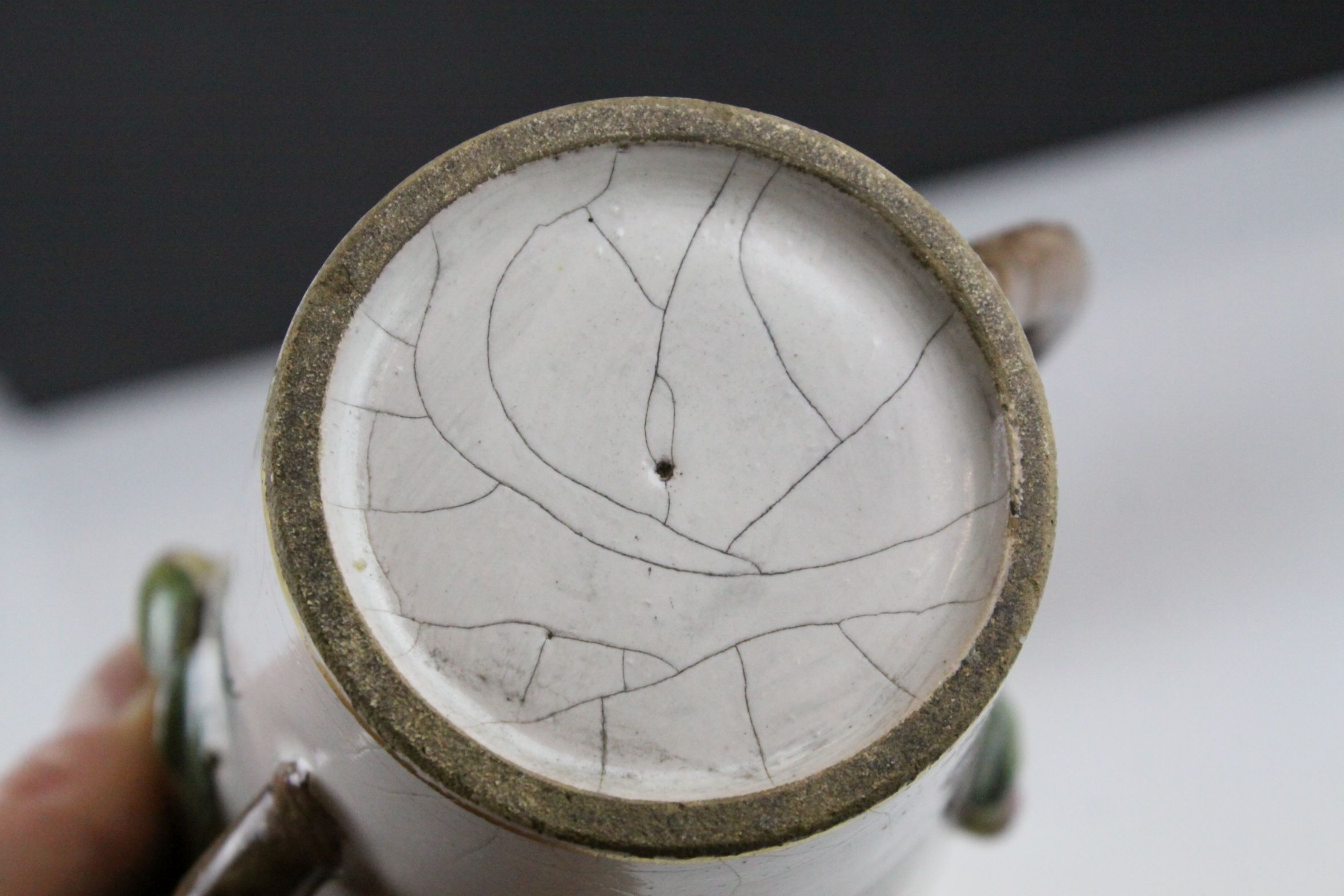 Pair of 19th century Continental Glazed Stoneware Twin Handled Mugs, the handles in the form of - Image 8 of 11