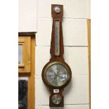 A 20th century Comitti of London mahogany cased banjo barometer and thermometer