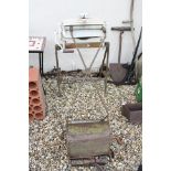 Mid 20th century ' Acme ' Mangle together with a Vintage Push-along Lawn Mowver