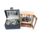 A mixed collection of vintage and contemporary costume jewellery contained within two boxes.