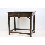 18th / 19th century Oak Side Table with single drawer, raised on square legs and cross-stretchers,