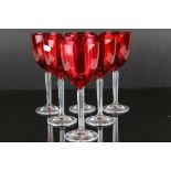 Six Cranberry Wine Glasses