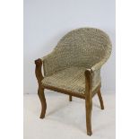 Contemporary Hardwood and Woven Rope Work Tub Chair, 88cms high