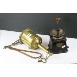 Vintage ' Baldwin ' Cast Iron and Brass Coffee Grinder together with a Brass ' Evans & Matthews '