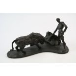 Jose Maria Moreno Bronze of a Bull Fighter and Bull, signed