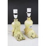 Pair of Polished Alabaster Table Lamps in the form of Dogs, 15cms