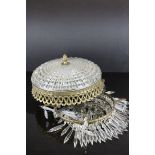 Mid 20th century Four Tier Light Shade with Glass Drops together with another Glass Light Shade