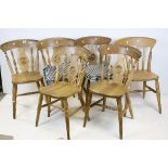 Set of Five Lathe Back Kitchen Chairs together with another matched Lathe Back Kitchen Chair