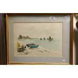 Oriental Style Coastal Scene Watercolour, unsigned