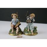 Pair of Italian Capo Di Monte Boy and Girl Figures