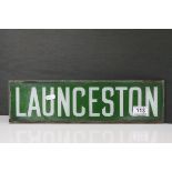 ' Launceston ' Railway Station Glass Sign, 41cms x 11cms