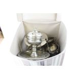 A quantity of silver plate to include salts, egg coddler and incense burner etc.