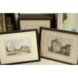 A set of eight 19th century Thomas Boys engravings of town and city scapes mounted in Hogarth