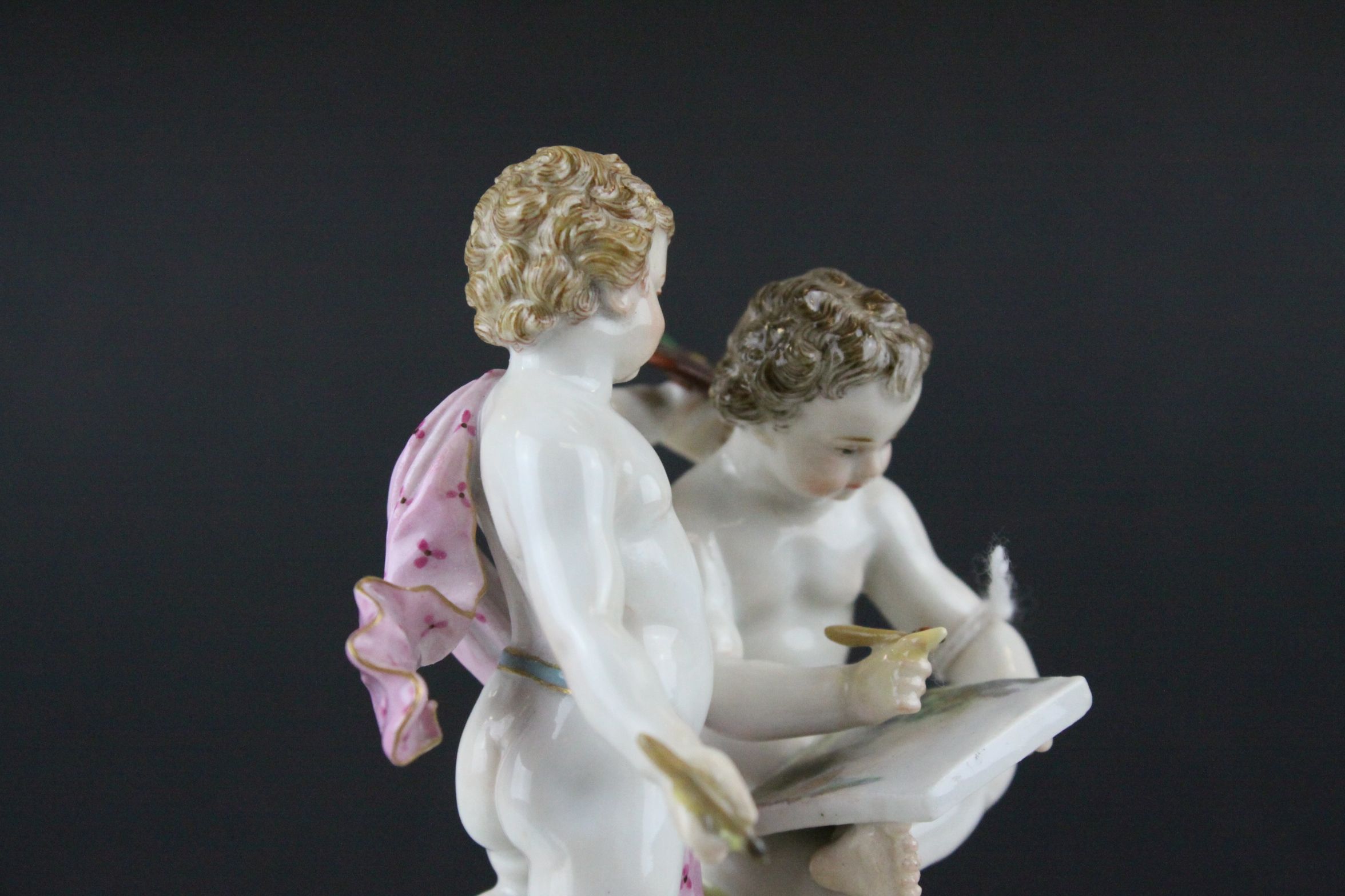 Meissen Porcelain Figure Group of Two Children / Infant Artists, the base decorated with gilt - Image 5 of 6