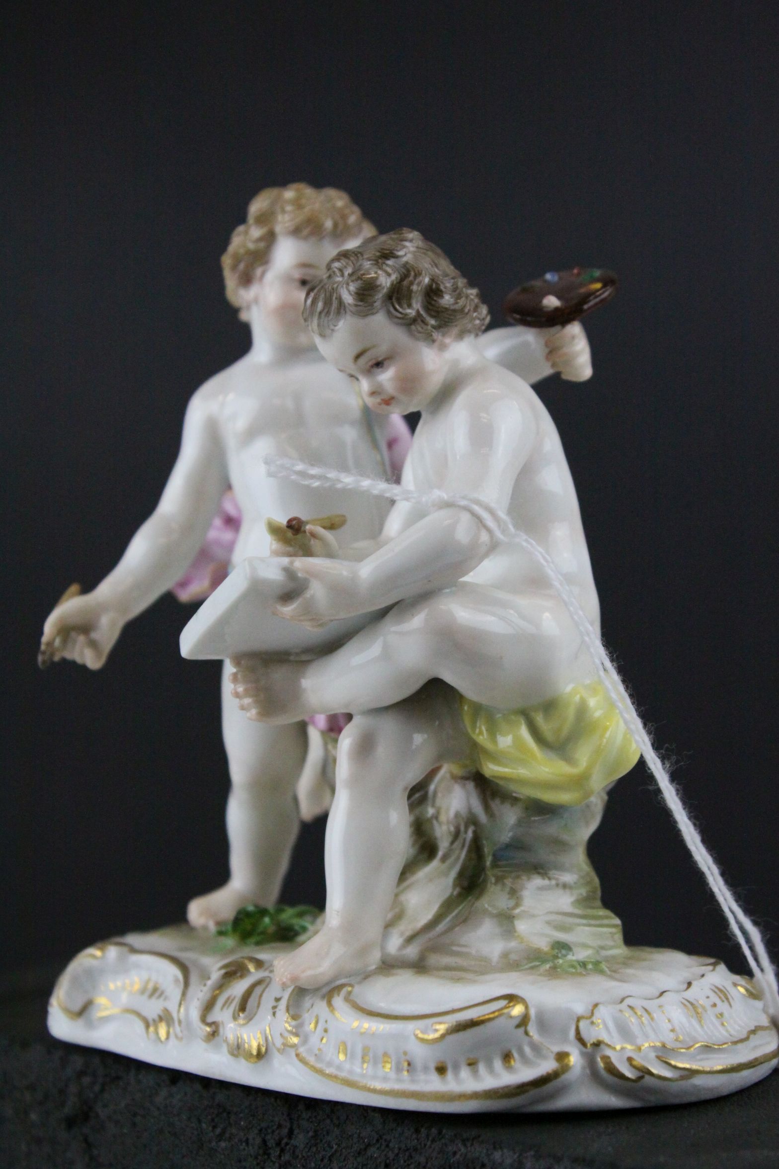 Meissen Porcelain Figure Group of Two Children / Infant Artists, the base decorated with gilt - Image 3 of 6
