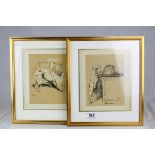 Cecil Aldin circa 1902, Pair of Original Humorous Cartoon Dog Prints