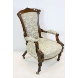 Early 20th century Open Armchair with upholstered back and seat