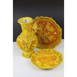 Oriental Scene Dish, Vase and Plate