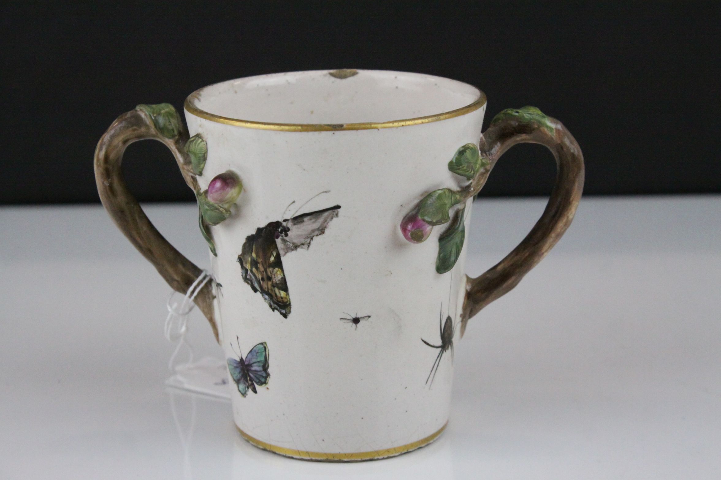 Pair of 19th century Continental Glazed Stoneware Twin Handled Mugs, the handles in the form of - Image 2 of 11
