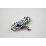 A silver plique a jour horse brooch