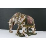 Wooden Painted Carved Indian Elephant, 26cms high
