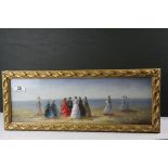 Gilt Framed Oil Painting of a Victorian Beach gathering